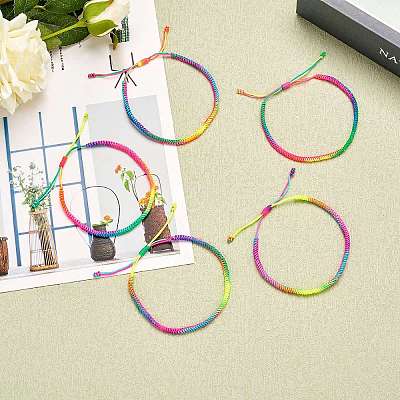 5Pcs 5 Color Braided Nylon Thread Cord Bracelets Set BJEW-SW00049-05-1