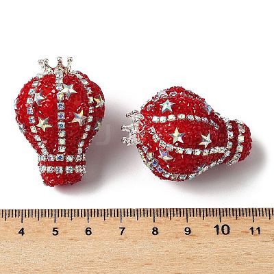 Crown Hot Air Balloon Acrylic Rhinestone Beads OACR-S048-03E-1