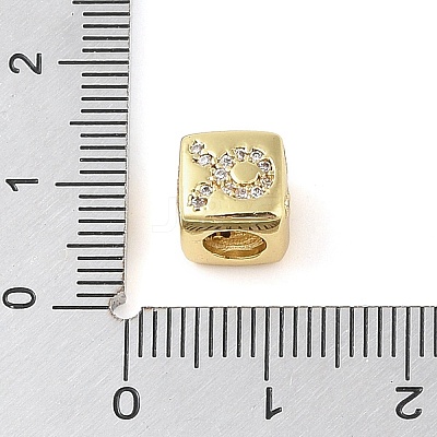 Brass Micro Pave Clear Cubic Zirconia European Beads LS-KK-K368-01G-02-1