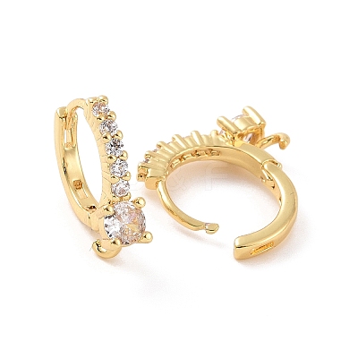 Brass Micro Pave Clear Cubic Zirconia Hoop Earring Findings ZIRC-F133-11G-1