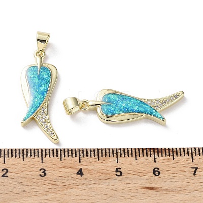 Rack Plating Brass Micro Pave Cubic Zirconia Pendants KK-C041-09G-1