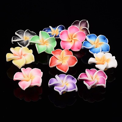 Handmade Polymer Clay 3D Flower Plumeria Beads CLAY-Q192-15mm-M-1