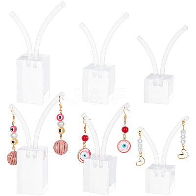 3Pcs 3 Sizes Transparent Acrylic Earring Display Stands EDIS-WH0022-08-1