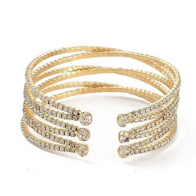 Iron Alloy Rhinestone Cuff Bangles BJEW-B052-01LG-1
