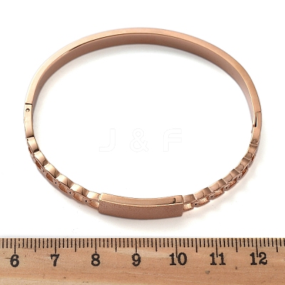 Ion Plating(IP) 304 Stainless Steel Hinged Bangles for Women BJEW-A011-21RG-1