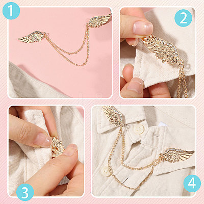 4Pcs 4 Styles Alloy & Iron Hanging Chain Brooches JEWB-CA0001-64-1