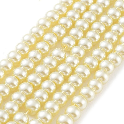 Baking Paint Pearlized Glass Pearl Round Bead Strands X-HY-Q003-6mm-21-1