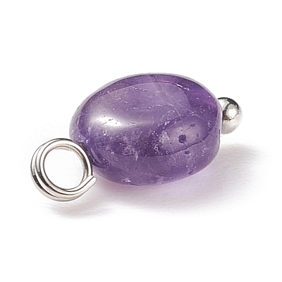 Natural Mixed Stone Charms PALLOY-JF01783-02-1