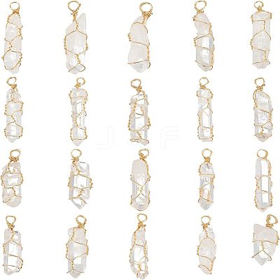 20pcs Natural Quartz Crystal Pointed Pendants FIND-FG0001-58-1