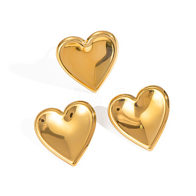 Stainless Steel Heart Stud Earring & Ring Sets WE6095-3-1