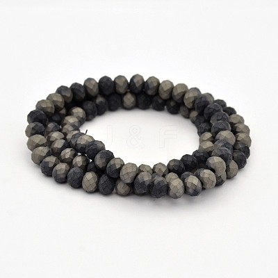 Half Plated Faceted Rondelle Glass Beads Strands EGLA-J054-6x4mm-HP01-1