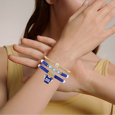 1 Set Handmade Polymer Clay Heishi Beads Stretch Bracelets Set BJEW-SZ0002-67A-04-1