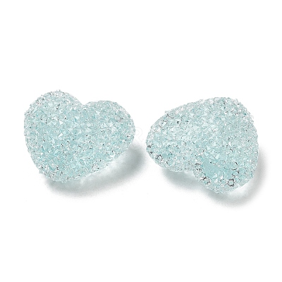Drusy Heart Resin Rhinestone Beads RESI-C038-01-1