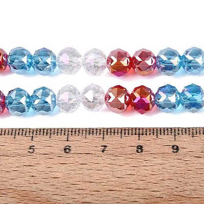 Electroplate Transparent Glass Beads Strands EGLA-Q135-8MM-C02-1