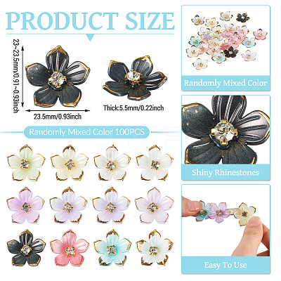 100Pcs Transparent Resin Sakura Flower Bead Caps RESI-TAC0012-20-1