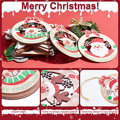 22Pcs 11 Style Christmas Theme Natural Wood Big Pendants WOOD-CA0001-51-1