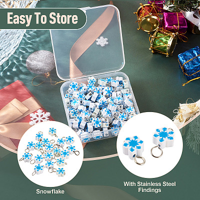 100Pcs 2 Style Christmas Handmade Polymer Clay Pendant and Connector Charms PALLOY-TAC0250-1