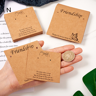 100Pcs 2 Styles Friendship Theme Kraft Paper Jewelry Display Cards CDIS-TA0001-24-1