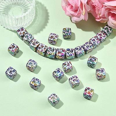 30Pcs UV Plating Opaque Acrylic Beads OACR-FS0002-56-1