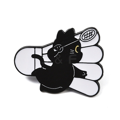 Cat with Badminton Sport Enamel Pins LS-JEWB-I052-05EB-02-1