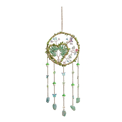 Iron & Brass & Crystal Glass Sun Catcher Pendants HJEW-K049-04B-1