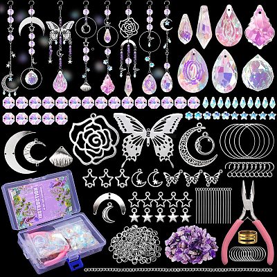 350Pcs DIY Glass Crystal Sun Catcher Hanging Decoration Sets PW-WG65588-01-1