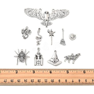 40Pcs 10 Styles Halloween Tibetan Style Alloy Pendants TIBE-FS0003-30-1