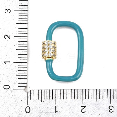 Oval Brass Micro Pave Clear Cubic Zirconia Screw Carabiner Clasps KK-B167-01B-03G-1
