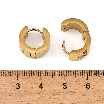 304 Stainless Steel Cubic Zirconia Hoop Earrings for Women SA-CBAF36C-02C-G-1