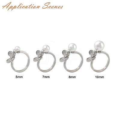 Flower Brass Micro Pave Cubic Zirconia Cuff Cup Peg Ring Settings KK-K297-23P-1