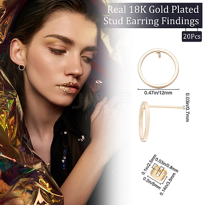 20Pcs Brass Stud Earring Findings KK-BBC0002-82-1