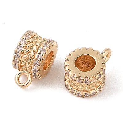 Brass Pave Clear Cubic Zirconia Beads LS-KK-N256-08G-C-1