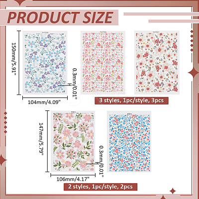 5Pcs 5 Styles Ceramics Clay Water Transfer Paper DIY-ME0001-99C-1