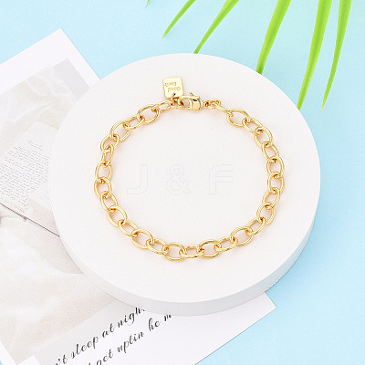 Brass Cable Chain Bracelets for Women BJEW-N032-07B-G-1