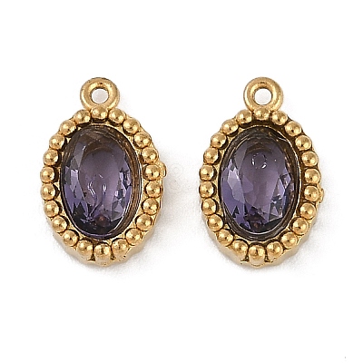 Ion Plating(IP) 304 Stainless Steel Micro Pave Cubic Zirconia Charms STAS-K256-19G-01-1