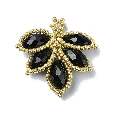 Glass Seed Beaded Woven Pendants PALLOY-MZ00292-1