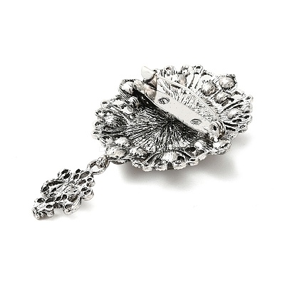 Retro Alloy Rhinestone Oval Brooch JEWB-B022-01AS-01-1