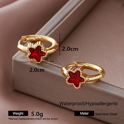 304 Stainless Steel Pave Cubic Zirconia Hoop Earrings for Women LD1323-2-1