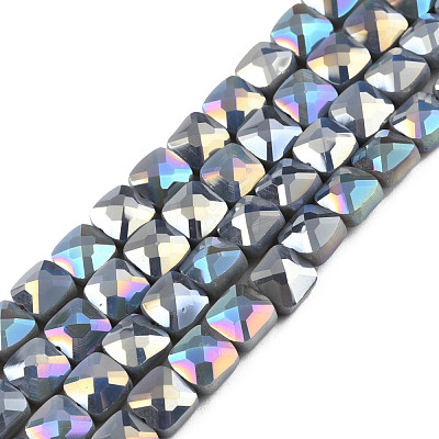 Electroplate Opaque Solid Color Glass Beads Strands EGLA-N002-43-1