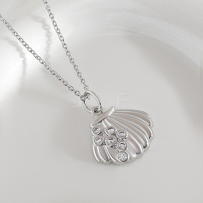 Ocean Summer Brass Pave Clear Cubic Zirconia Pendant Necklaces FS-WG82AA1-01-1