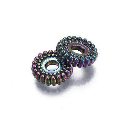 Rack Plating Rainbow Color Alloy Beads PALLOY-S180-353-1