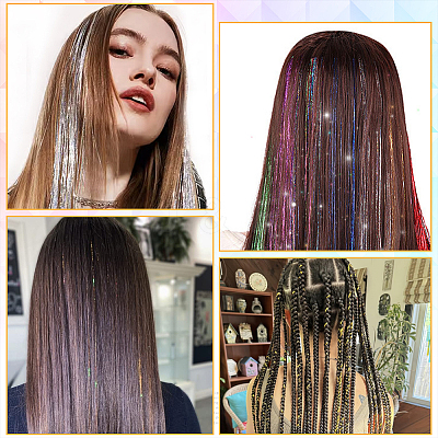 12Pcs 12 Colors Laser PET Hair Wig OHAR-SP0001-05A-1