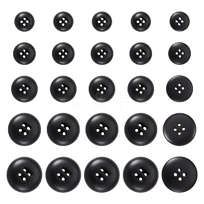 25Pcs 5 Styles 4-Hole Resin Buttons BUTT-TA0001-49-1