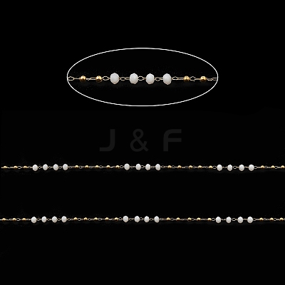 Rondelle Glass Beaded Link Chains CHS-G028-07G-01-1