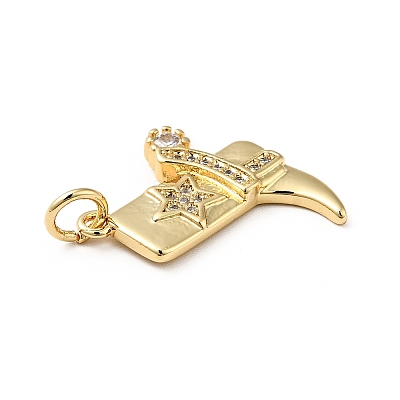 Rack Plating Brass Micro Pave Clear Cubic Zirconia Pendants KK-E060-22G-1