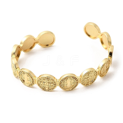 Religion Brass Open Cuff Bangles BJEW-K296-02A-G-1