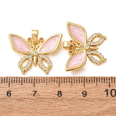 Brass Micro Pave Clear Cubic Zirconia Pendants CU-CBAC0A4-01G-B-1
