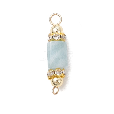 Natural Aquamarine with Electroplate Synthetic Non-magnetic Hematite Faceted Column Connector Charms PALLOY-JF04855-1