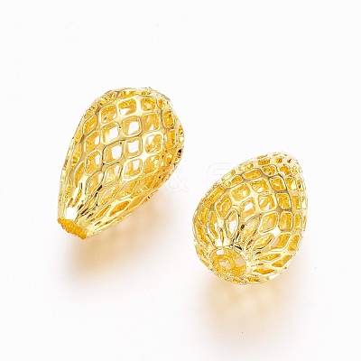 Rack Plating Brass Filigree Beads KK-D530-09G-1