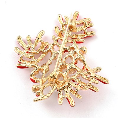 Coral Shape Alloy Brooch with Resin Pearl JEWB-O009-19-1